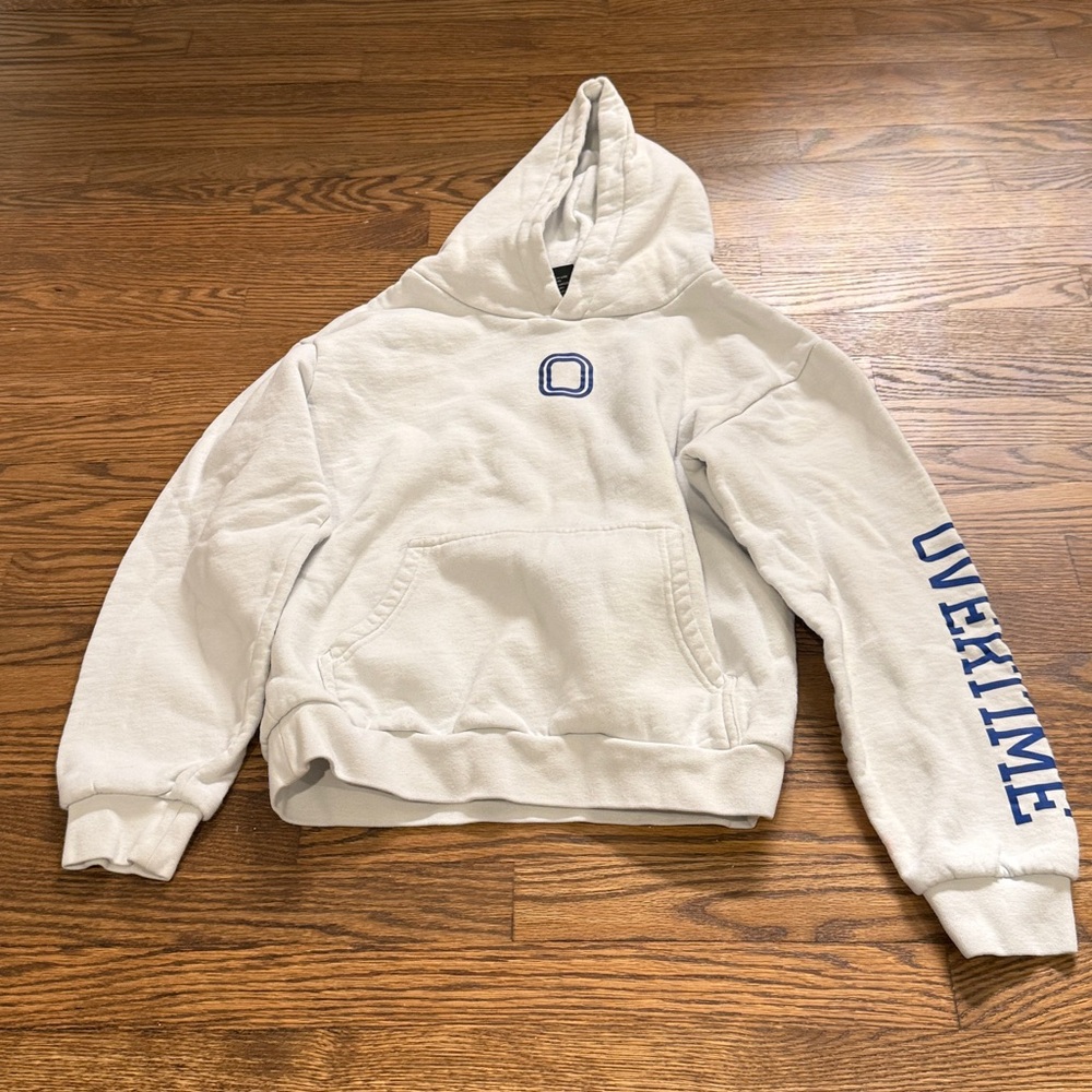 Overtime Kids White Hoodie with Blue Logo